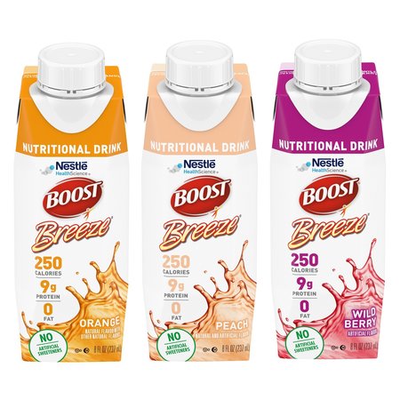 BOOST Breeze Variety (Orange, Peach, Wild Berry) Oral Supplement, 8 oz. Carton, PK 24 00043900436456
